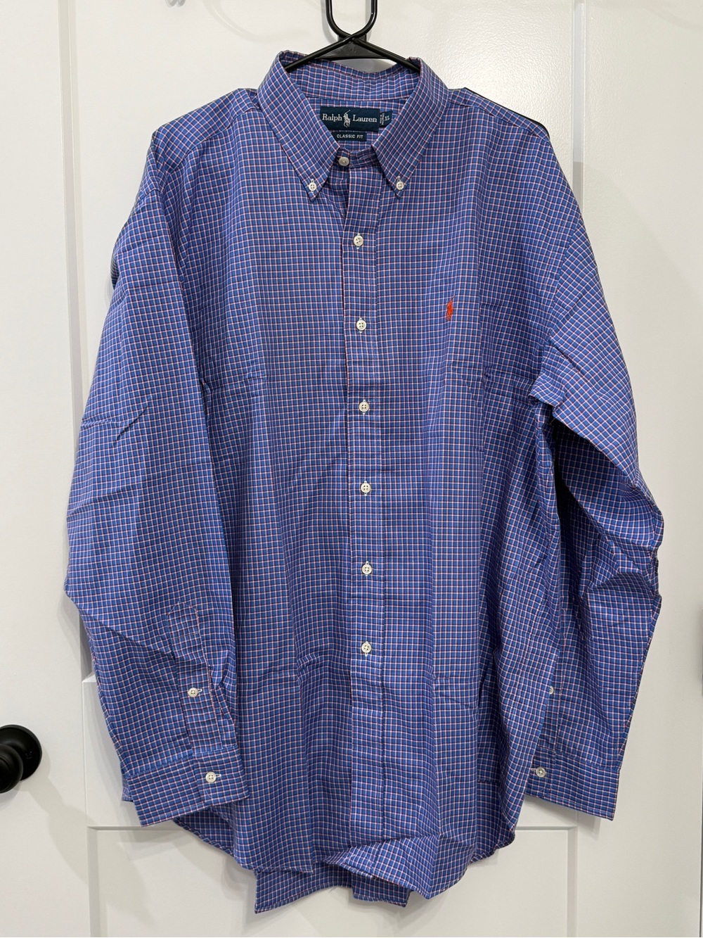 Ralph Lauren Men’s Blue and White Windowpane Button-Down Shirt
